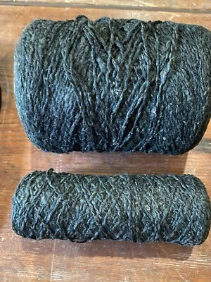 Vintage -  Black - Cotton/Linen?  Thread - 2  Spools - 1 lb 4.3 ozs - Image 1 of 4
