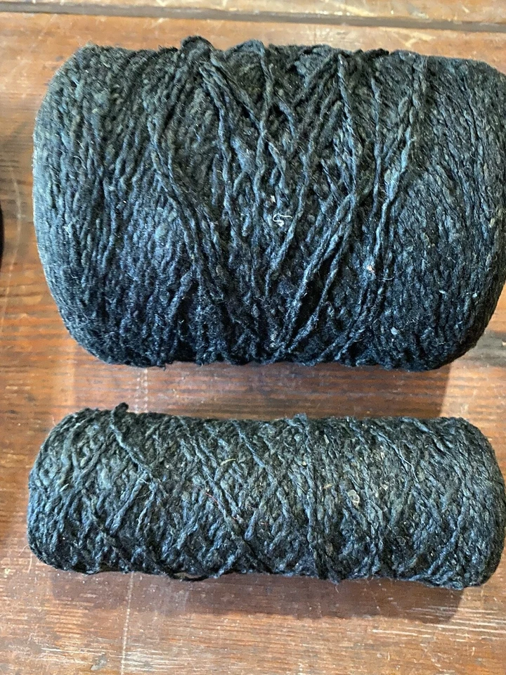 Vintage -  Black - Cotton/Linen?  Thread - 2  Spools - 1 lb 4.3 ozs - Image 1 of 4
