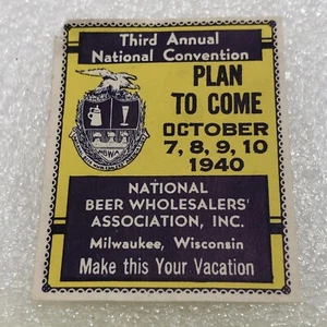 1940 National Beer Wholesalers Association Convention Milwaukee WI Poster Stamp - Picture 1 of 2