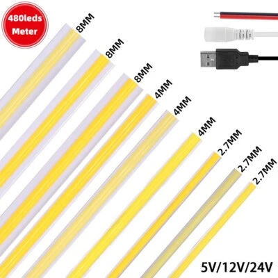 COB LED Streifen WW/NW/CW Lichtband Stripe Lichterkette Selbstklebend 5V 12V 24V - Bild 1 von 4