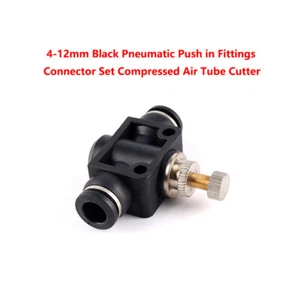 4-12mm Black Pneumatic Push in Fittings Connector Set Compressed Air Tube Cutter - Picture 1 of 11