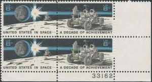 Plate Block of 4 stamps - Scott 1434-35 - 8 cent - U.S. in Space - 1971 - MNH - Picture 1 of 1