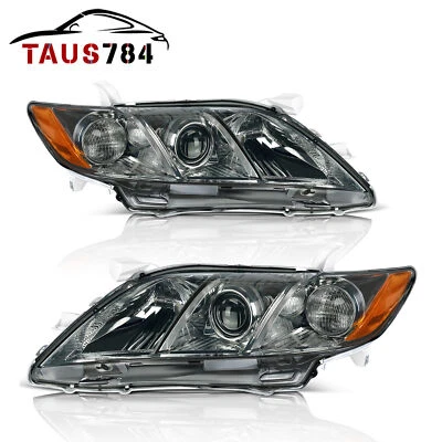 Halogen Projector Chrome Headlight For 2007-2009 Toyota Camry 4-Door Sedan Lamps - Image 1 of 4
