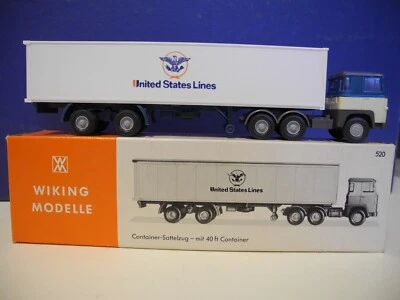 VINTAGE WIKING CONTAINER TRUCK UNITED STATES LINES 1974 +STIRNWAND DRUCK 832/2A - Image 1 of 4