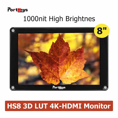 Portkeys HS8 8inch 1000nit High Brightness On-Camera Field Monitor 4K SDI HDMI - Image 1 of 4