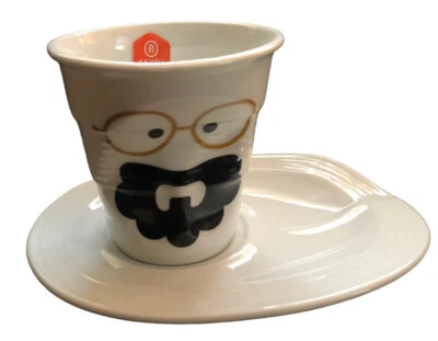 Revol Monsieur & Madame Collection Crumple Porcelain Mustache Cup And Plate New - Image 1 of 4