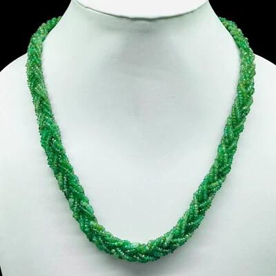 45.7cm Natürlich Sambianischer Smaragd Verdreht Halskette Facettierte Perlen 925 - Bild 1 von 4