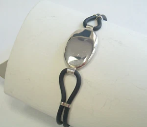 Armband aus Silber 925 Und Gummi - Bracelet - Picture 1 of 6