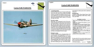 Curtiss P-40E Wardhawk - Fighter - Warplanes Collectors Club Card - Picture 1 of 1
