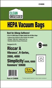 18 Vacuum Bags for Riccar 2000 4000 Vibrance Simplicity 5000 6000 Symmetry A - Picture 1 of 2