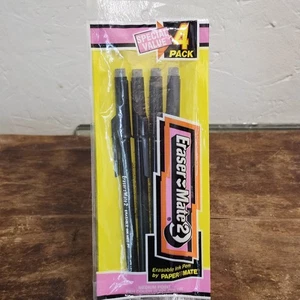 Paquete de 4 bolígrafos de escritura vintage Eraser Mate de punto medio negro hecho en EE. UU. - Imagen 1 de 5
