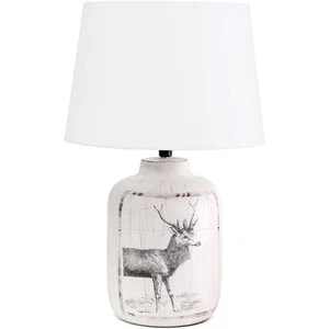Simple Designs Ceramic Printed Rustic Deer Buck Table Lamp with White Shade - Picture 1 of 10