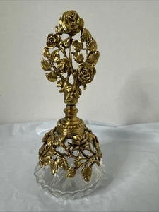 Matson Style Gold Ormolu Metall & Glas Parfum Flakon mit Stopfen Rosen No Dauber - Bild 1 von 17