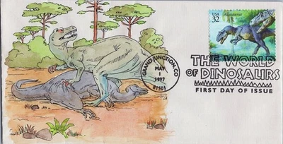 US 3136 FDC Dinosaurs SMB Cachets Hand Painted ZAYIX 060922SM08 - Image 1 of 2
