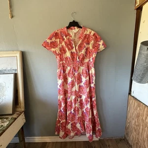 Damen schickes Soul Kleid Gr. 3X rosa Blumen Stufen Girly feminin bunt fließend - Bild 1 von 6