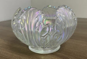 Vintage Fenton Carnival Glass Empress Lotus Clear Iridescent Glass Bowl - Picture 1 of 5