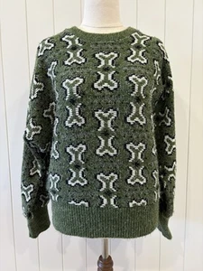 Barricade Knitwear Sydney Size 12 Sunday Angora Vintage Retro Green White Jumper - Picture 1 of 13