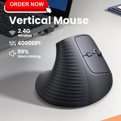 Wireless Vertical Mouse Ergonomic 2.4G 4000DPI 6 Buttons for PC Laptop MacBook - Image 1 of 4