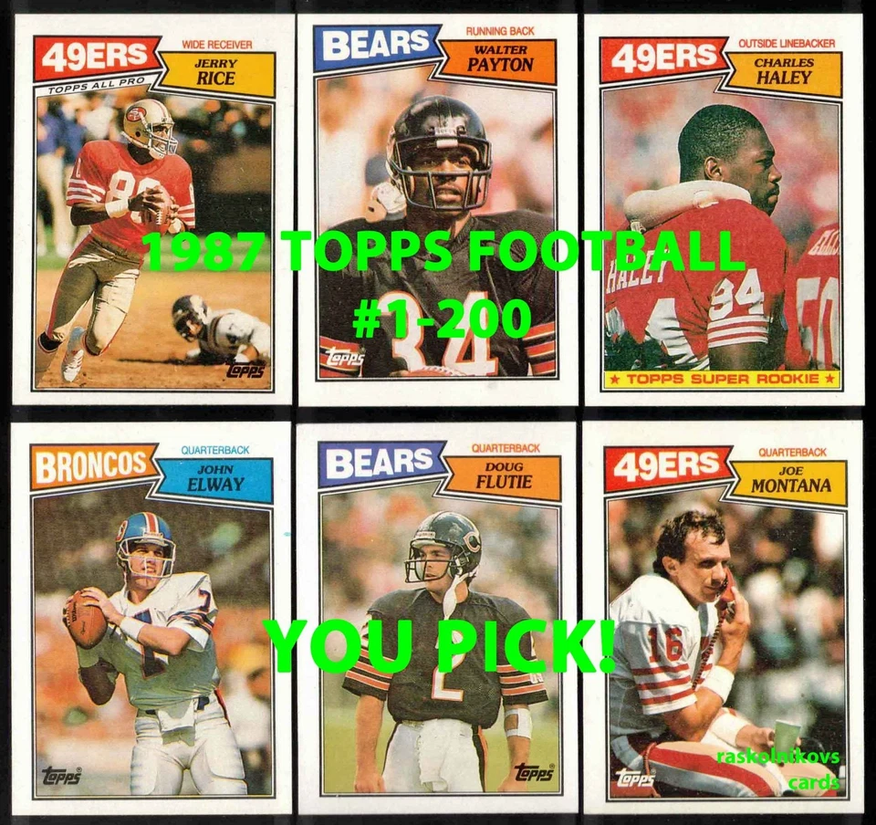 1987 Topps FOOTBALL #1-200 Complete Your Set $2 or 2 Card Minimum YOU PICK! - Image 1 of 1