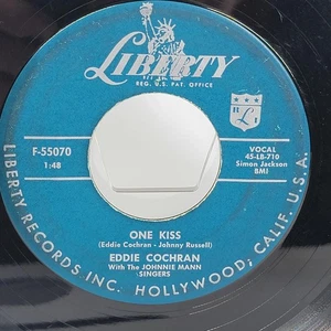 Eddie Cochran One Kiss / Mean When I'm Mad Liberty F-55070 45 Rockabilly Vintage - Picture 1 of 7