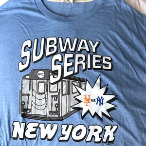NY YANKEES NY METS SUBWAY SERIES SHIRT XXL HOMAGE MLB BASEBALL LT BLUE - Picture 1 of 7