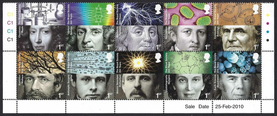 2010 GB SG# 3026/35 The Royal Society 350th block of 10 mint MUH MNH - image 1 of 1