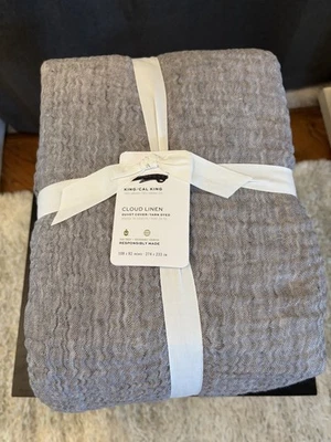 Funda nórdica Pottery Barn Cloud lino KING/CAL KING ~ gris-nueva con etiquetas Foto 1 de 3