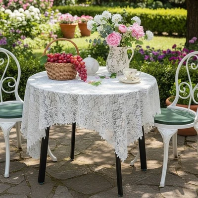 Decorative Lace Embroidered Tablecloth for Daily Dining and Wedding Banquets - Image 1 of 4