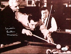 WILLIE HUSTLER MOSCONI SIGNED 8X10 PHOTOGRAPH JSA AUTOGRAPH BILLIARDS POOL HOF - Picture 1 of 3