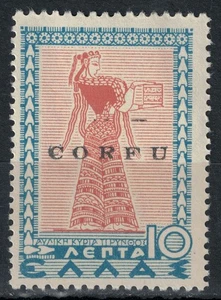 CORFU' (OCC. ITALIANA) 1941 10 lepta rosa e azzurro (TIPY) MH* © - Picture 1 of 2