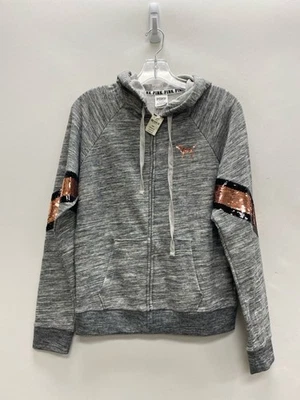 Chaqueta Victoria Secret Talla M Gris Marrón/Negro Lentejuelas Con Capucha Damas Foto 1 de 3