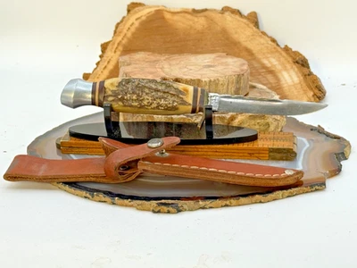 Vintage Olsen 2700 Stag Handled Bird&Trout knife w/orig. sheath Germany--2386.25 - Image 1 of 4