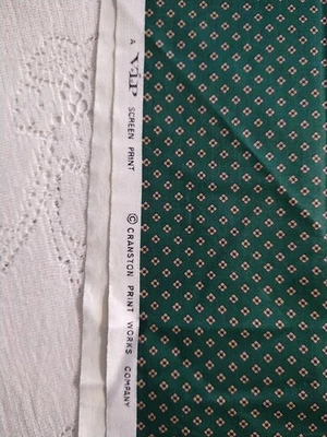 VIP Cranston Polished Cotton Fabric Hunter Green w/ Tiny Tan Floral 15" x 45" - Image 1 of 4