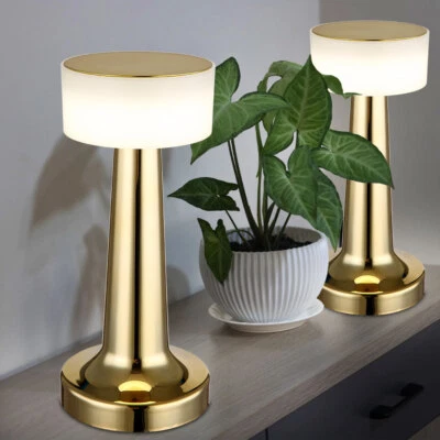 Tischlampe Beistellleuchte Schlafzimmerleuchte LED CCT Touch Dimmer Akku USB 2x - Bild 1 von 4