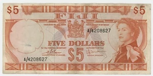 Fiji 5 Dollars ND 1974 Pick 73.c VF Circulated Banknote - Picture 1 of 2