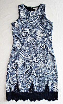H & M женщин без рукавов синий и белый пейсли платье с кружевным подолом размер M средний - Изображение 1 из 4