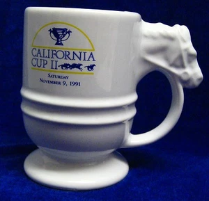 California Cup II Horse Race 1991 Cup Mug Head Handle - Picture 1 of 4