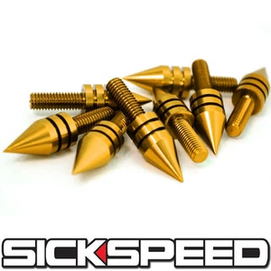 6PC GOLD BILLET ALUMINUM MOTORCYCLE SPIKED BOLT SCREW FOR WINDSCREEN F - Picture 1 of 1