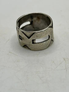 925 Vintage Estate Sterling Silver Ring Band Men Wide Rocker Biker US Size 8.5 - Picture 1 of 9