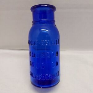 Antique Cobalt Blue Bromo Seltzer Bottle Emerson Drug Co Baltimore, MD.