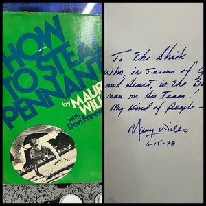 1976 Maury Wills Autographed Signed "How To Steal A Pennant" HC Book BEAUTIFUL! - Picture 1 of 6