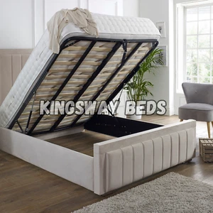 New Ottoman Storage Panel Plush Velvet Gas Lift Upholstered Bed Double&King - Picture 1 of 7
