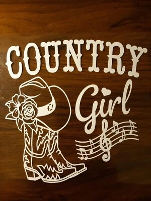 Country Girl Cowboy Boots White Vinyl   Window Decal Sticker 5" 1/2 x 5" 1/2 - Image 1 of 2