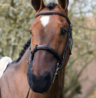 Equilibrium Muzzle Net Cavesson Flash Nose Net Head Shaking Relief White/Black - Image 1 of 4