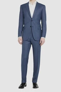 Brioni Men Blue Check Virgin Wool 2-Piece Suit Coat Jacket Dress Pants Size 54R - Picture 1 of 4