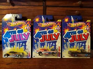 Hot Wheels 4 luglio #2 traccia T, #3 Rodger Dodger & #4 personalizzato '62 Chevy nuovo con scatola - Foto 1 di 12
