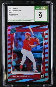 2021 Donruss #37 Dylan Carlson Red and White Stripes CGC 9 #/2021 - Picture 1 of 2