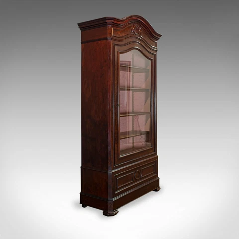 Antique Display Cabinet, Victorian, Flame Mahogany Vitrine, Circa 1850 Cover