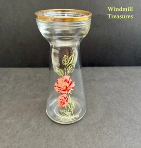 VINTAGE GILDED ROSE PATTERN HYACINTH VASE - GREAT CONDITION - Picture 1 of 8