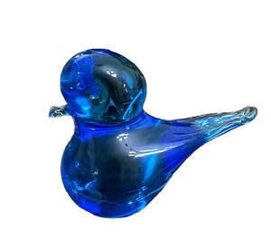 Vintage Bird Art Glass Cobalt Blue Chick Paperweight Eneryda Sweden 2” - Picture 1 of 6